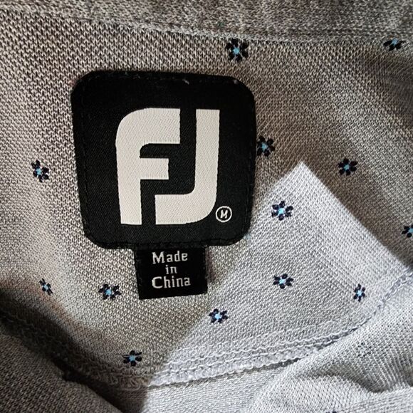 Footjoy Golf Polo Shirt Men M Grey Pique Micro Flower Stonecreek Golf Course - Picture 6 of 8